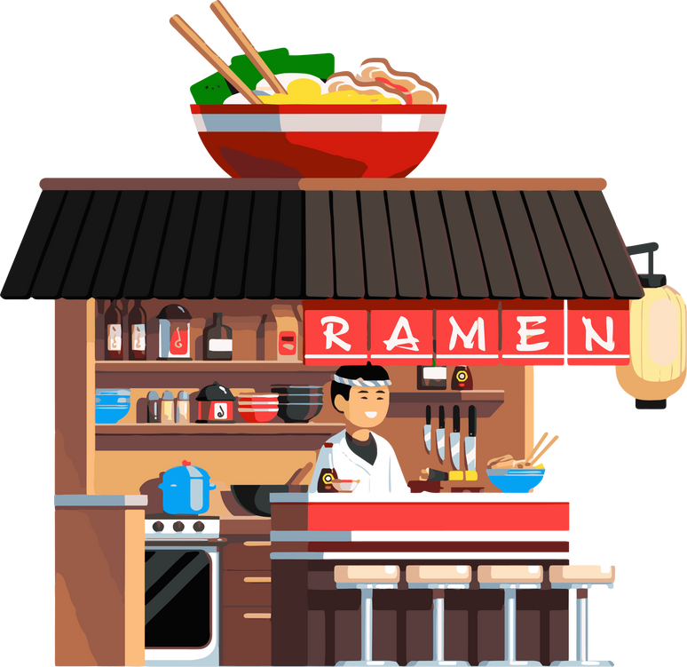 Traditional Japanese Ramen Noodles Soup Restaurant